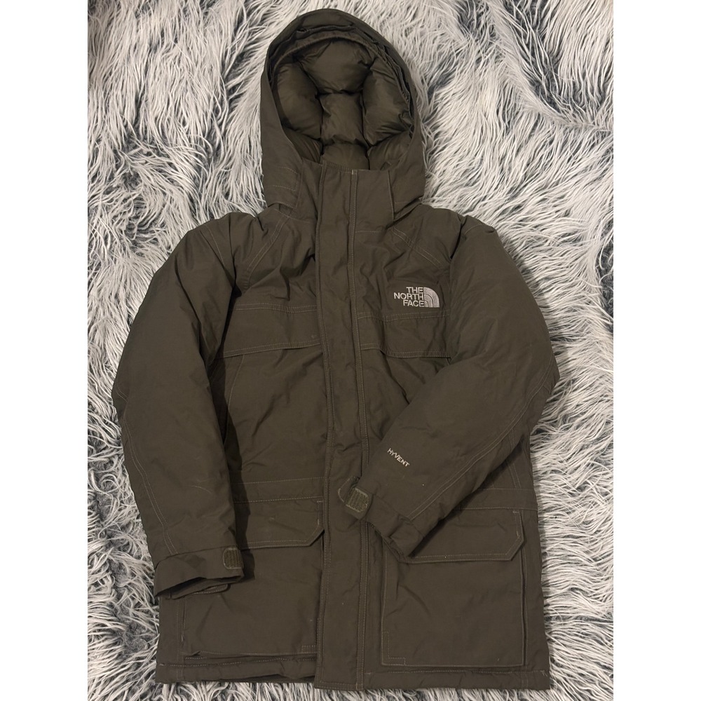 The North Face Boys HyVent Down Parka Jacket Olive Green M Medium F08 HP-3073/08